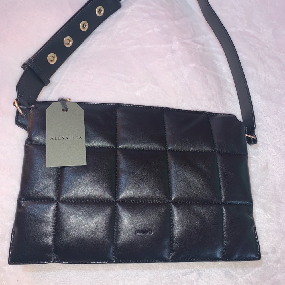 AllSaints leather quilt purse